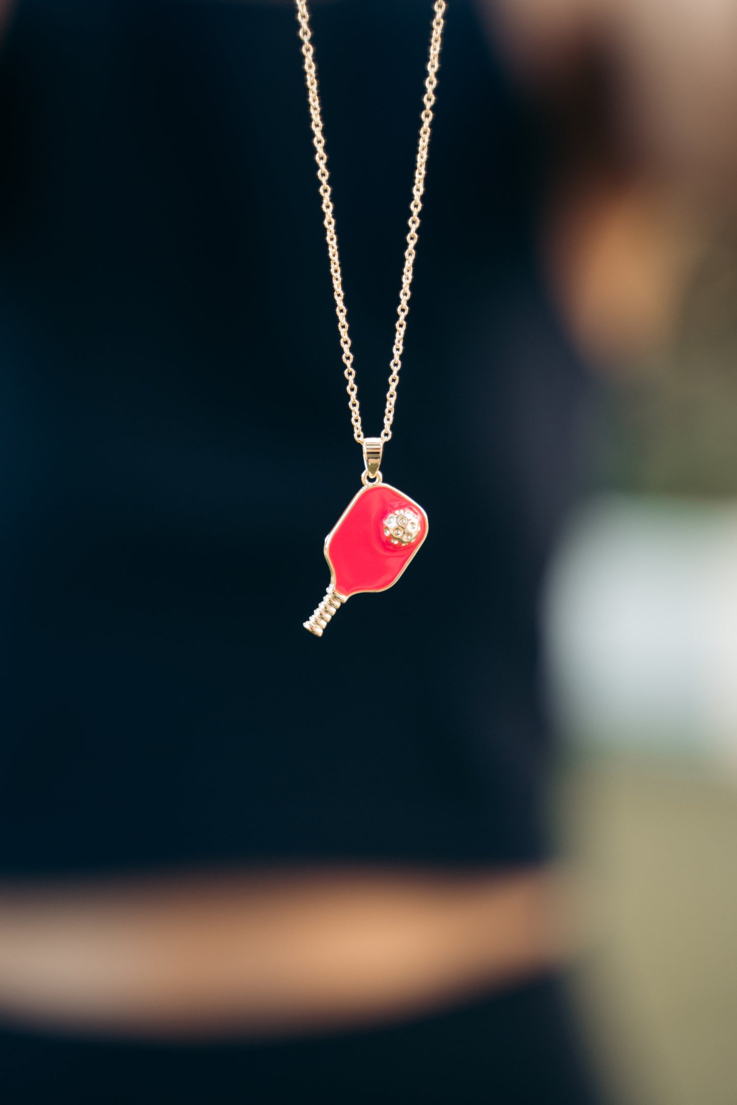 Pickleball Happy Face Necklace in 14k Gold Dipped [Barbie Pink]