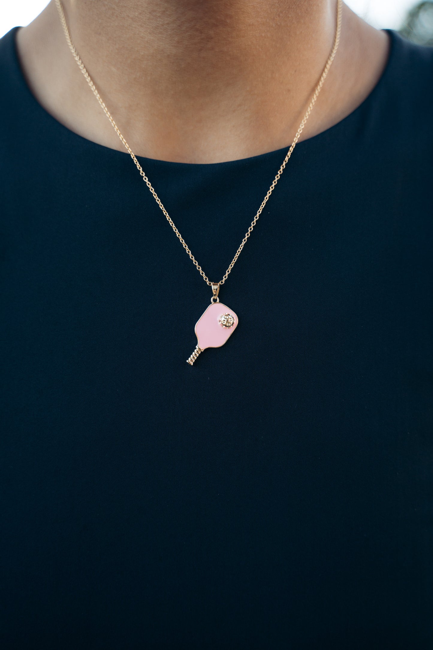 Pickleball Happy Face Necklace in 14k Gold Dipped [Lavender Pink]