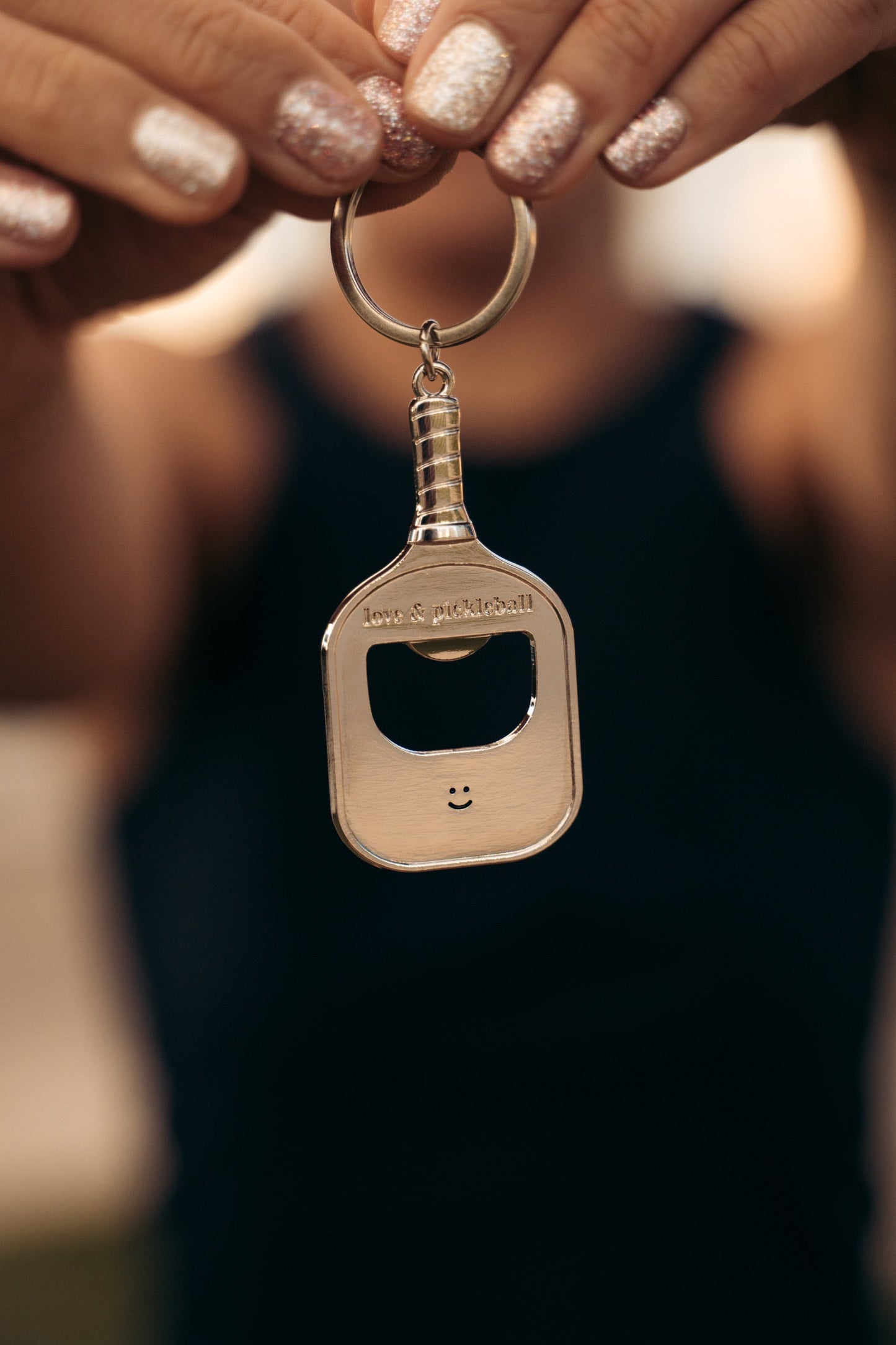 Pickleball Charm Keychain with Bottle Opener [Silver]