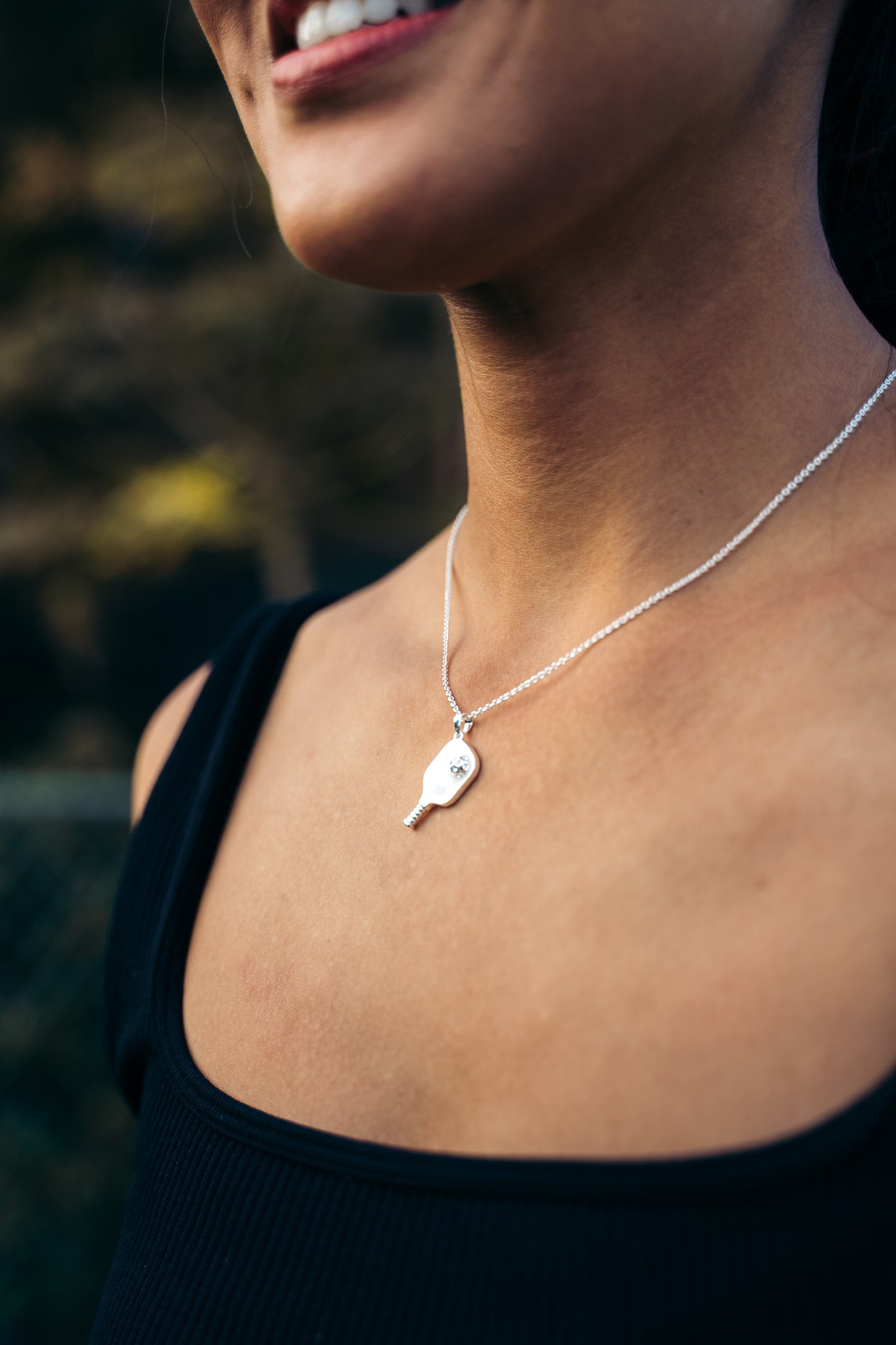 Pickleball Happy Face Necklace in 14k Gold Dipped [Tiffy Blue]
