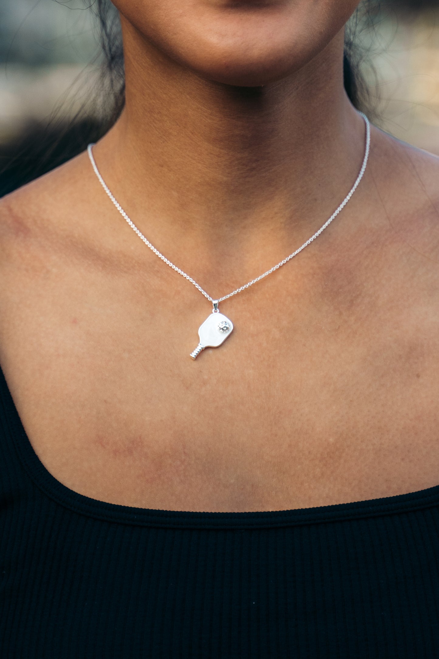 Pickleball Happy Face Necklace in 14k Gold Dipped [Tiffy Blue]